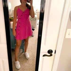 American Eagle Hot Pink Button-Up Dress